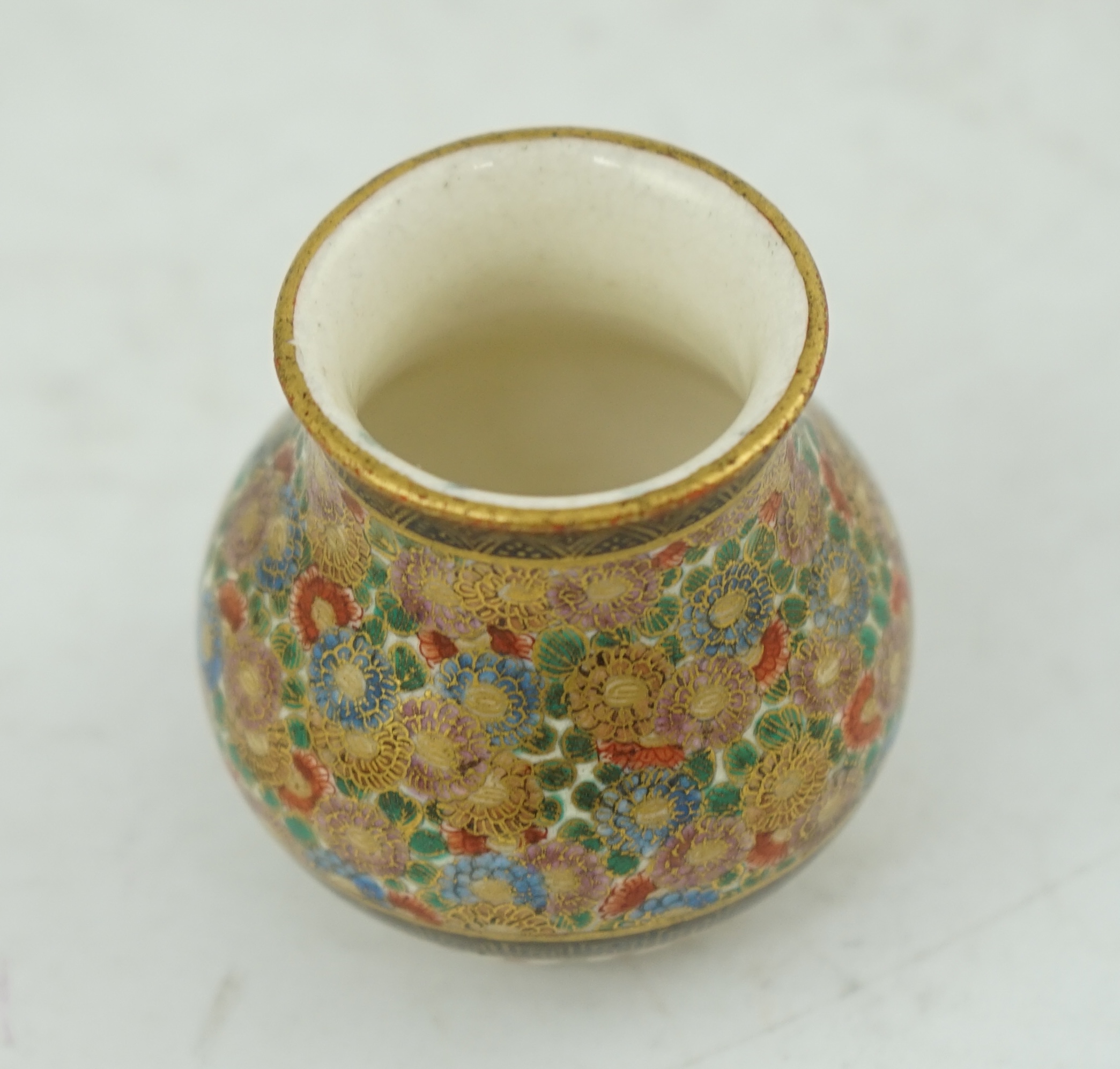 A Satsuma ‘millefleur’ miniature vase, by Kinkozan, early 20th century